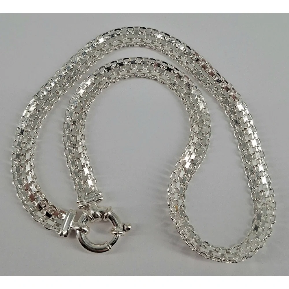 Vintage Sterling Silver 8mm Silver X Link Flat Chain 16
